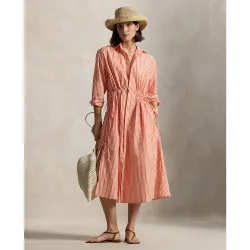 Vestido camisero de algodón y lino