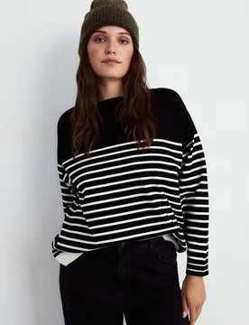 Jersey de rayas cuello barco de mujer - Couchel - FashionsVida