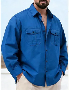 Camisa verde oliva talla grande para hombre, nueva llegada de camisa de manga larga clásica, elegante camisa superior para otoño - Shein - FashionsVida
