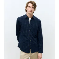 Camisa sport de twill manga larga de cuadros fit regular
