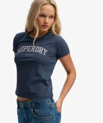 Superdry Damen Athletic Essentials T-shirt mit Schmaler Passform Navy - Größe: 40