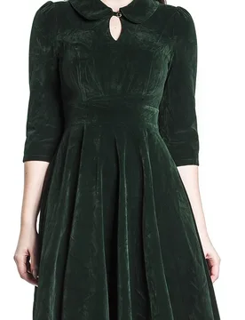 Rockabilly Kleid knielang - Glamorous Velvet Tea Dress - XS bis 3XL - für Damen - Größe S - dunkelgrün - Frauen - female - H&R London - FashionsVida