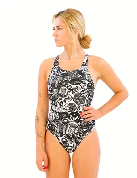 Stickers Pro Resist Swimsuit White / Black XL Women - TURBO - FashionsVida