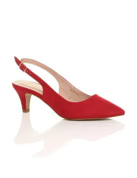 Women's Mid Heel Slingback Pointed Toe Court Shoes in Red Size: 8 - Red - Size: 8 - Ajvani - FashionsVida