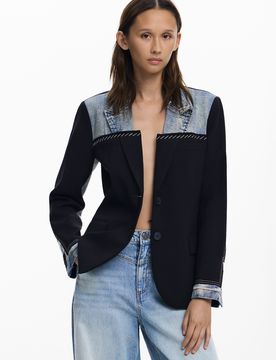 Blazer hybride, , Bleu, XS