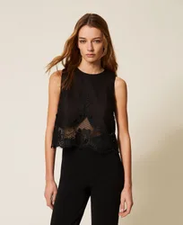 Twinset Top en lin avec dentelle