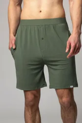 Mens 1 Pack Bamboo Loungewear Selection Shorts Olive Green Large - Green - Size: Large