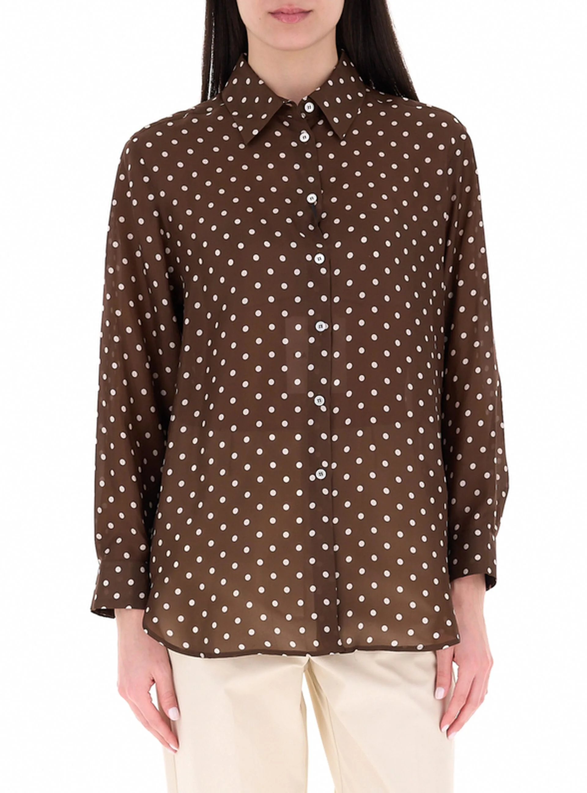 Marella Camicia in seta MARRONE 46 - Marella - FashionsVida