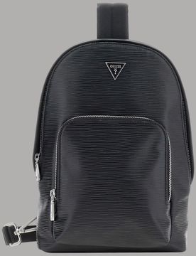 Zaino Uomo Milano Monospalla Similpelle Nero con Logo Triangolare