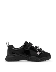 Kids' Leather Riptape School Shoes (13½ Small - 2½ Large) Black Female