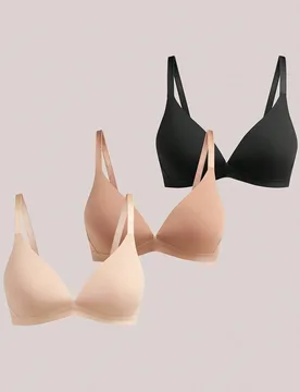 PIEZAS Sujetador sin aros cómodo de copa blanda estilo V para mujer, color liso, para verano - Shein - FashionsVida