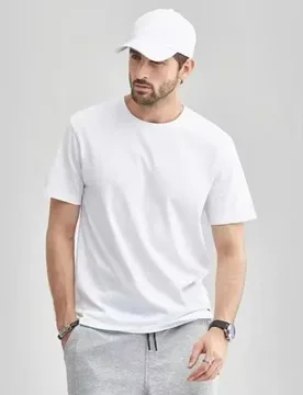 Mercerized Cotton Short Sleeve T-Shirt Men's Round Neck Liquid Ammonia Silk Ice Summer Business 80 Cotton Loose Solid Color Tops - Aliexpress - FashionsVida