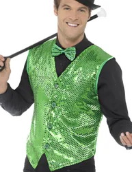 Glitzernde Paillettenweste für Herren Discojacke grün - male