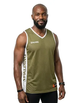 T-shirt Sans Manches Reversible Khaki / Silver Grey M - Spalding - FashionsVida