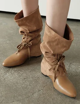 Women's new autumn leather cowhide pointed European and American style lazy lace up short boots with a mid heel, western boots - Aliexpress - FashionsVida
