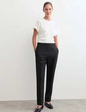 Pure Wool Cigarette Leg Trousers Black female - Jaeger - FashionsVida