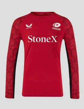 Saracens Men's 25/26 Training Long Sleeve Tee - Rhythmic Red RHYTHMIC RED/CAVIAR L male - Castore - FashionsVida