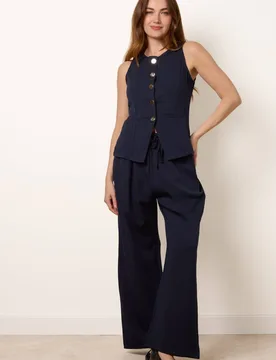 Women's Wide-flared Navy Sleeveless Slip On Top Size: Small - Navy - Size: S - Blue Vanilla - FashionsVida