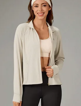 Chaqueta para mujer a prueba de sol, de verano, para senderismo y camping, con protección UV, tacto fresco, con cremallera, top para actividades al a - Shein - FashionsVida