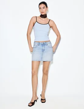 D60 Mini-Jeansrock HELLBLAUER DENIM-WASHED-LOOK 42 - Stradivarius - FashionsVida
