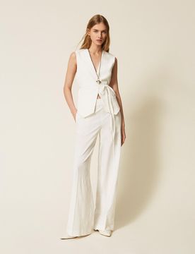 Twinset Pantalon palazzo brodé