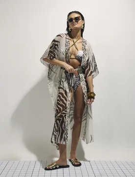 Womens Cream Animal Print Kimono - Size X-Large - River Island - FashionsVida