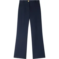 Pantalón de mujer recto de pernera ancha y talle alto de lana