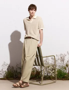 Polo manga corto tricot estructura rayas - Green Coast - FashionsVida