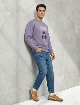 Felpa crewneck con stampa comfort - lavanda