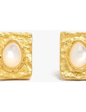 Pendientes de plata de ley bañado en oro de 18 k con perla decorativa - Parfois - FashionsVida