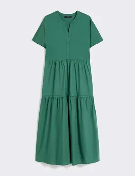 Abito midi Weekend verde a balze in jersey di cotone con maniche corte - Max Mara - FashionsVida