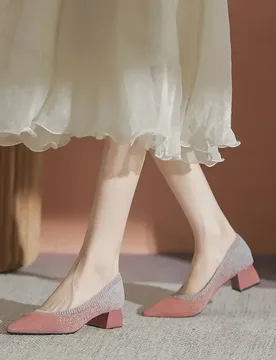 Single Shoes Women's 2025 New Versatile Knitted Shoes Thick Heels and Pointed Toes Slip on Mesh Light Shoes 40 Zapatos De Mujer - Aliexpress - FashionsVida