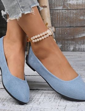 Bailarinas de mujer para otoño 2025, zapatos casuales de verano - Mocasines planos de punta redonda azules, ligeros y transpirables, cómodos para us